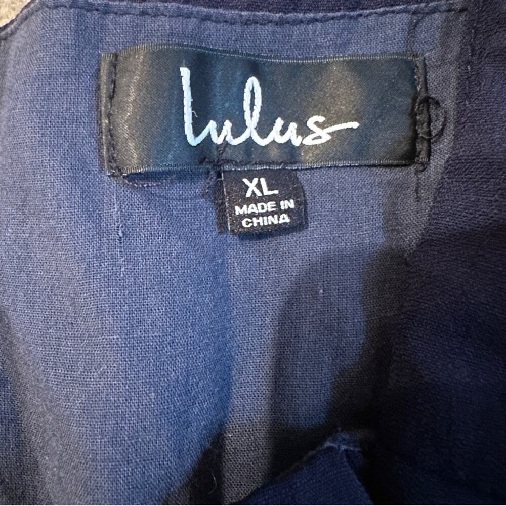 Lulus Chances Are Navy Blue Short Sleeve Button-Front Skater Dress Sz XL - Picture 6 of 12